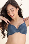 Zivame Dreamcatcher Padded Regular Wired 3/4th Coverage Lace Bra - Orion Blue — thumbnail 1